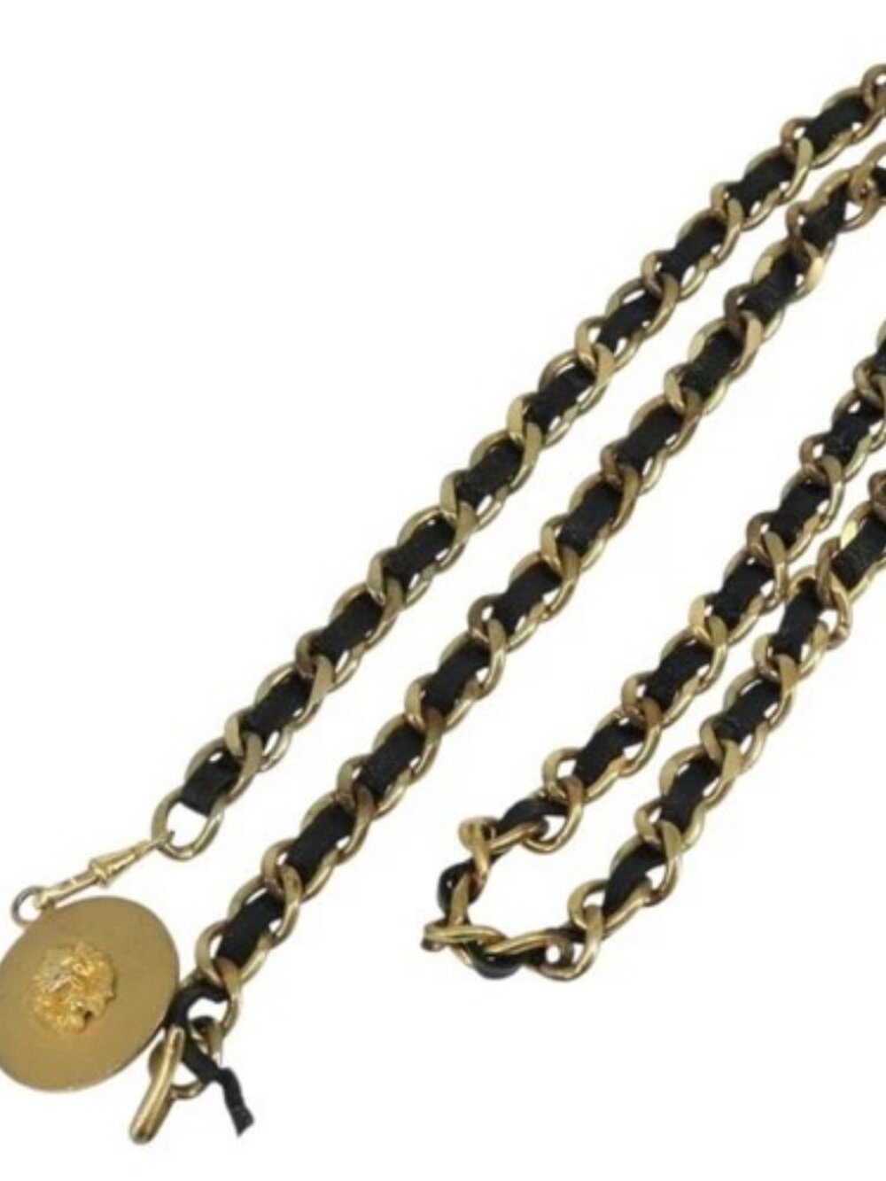 CHANEL Chain Belt metal Gold CC Auth bs32091